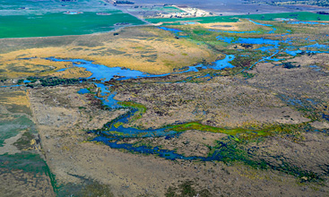Aerial view of water plain.