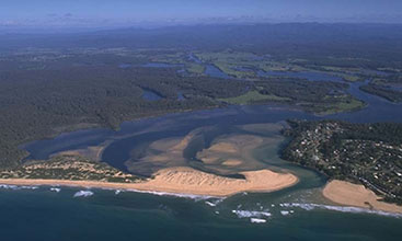 Aerial view of the Tuross River estuary - Image credit: DPE 