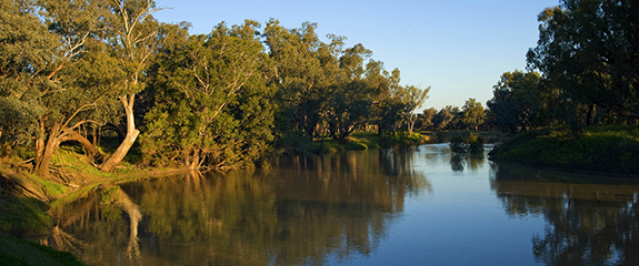 The Darling River at sunset, NSW.