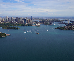 A spectacular view of Sydney from a helicopter.