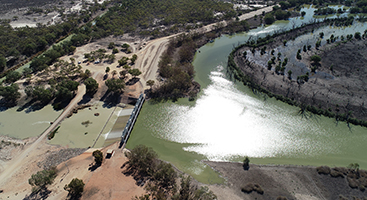 An aerial view of Menindee Lakes.